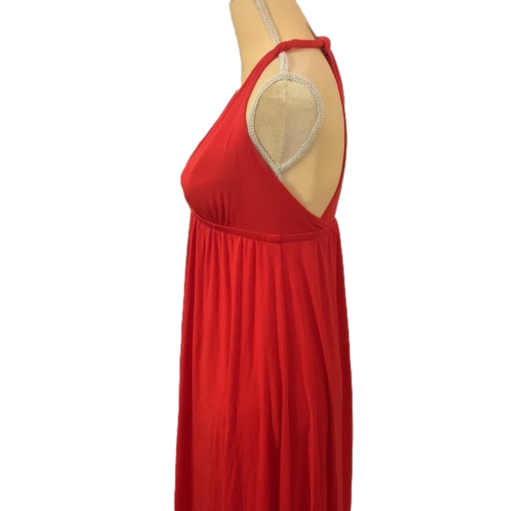Lush Red Sleeveless V-Neck Long Maxi Casual Dressy Dress Size M - Picture 7 of 15